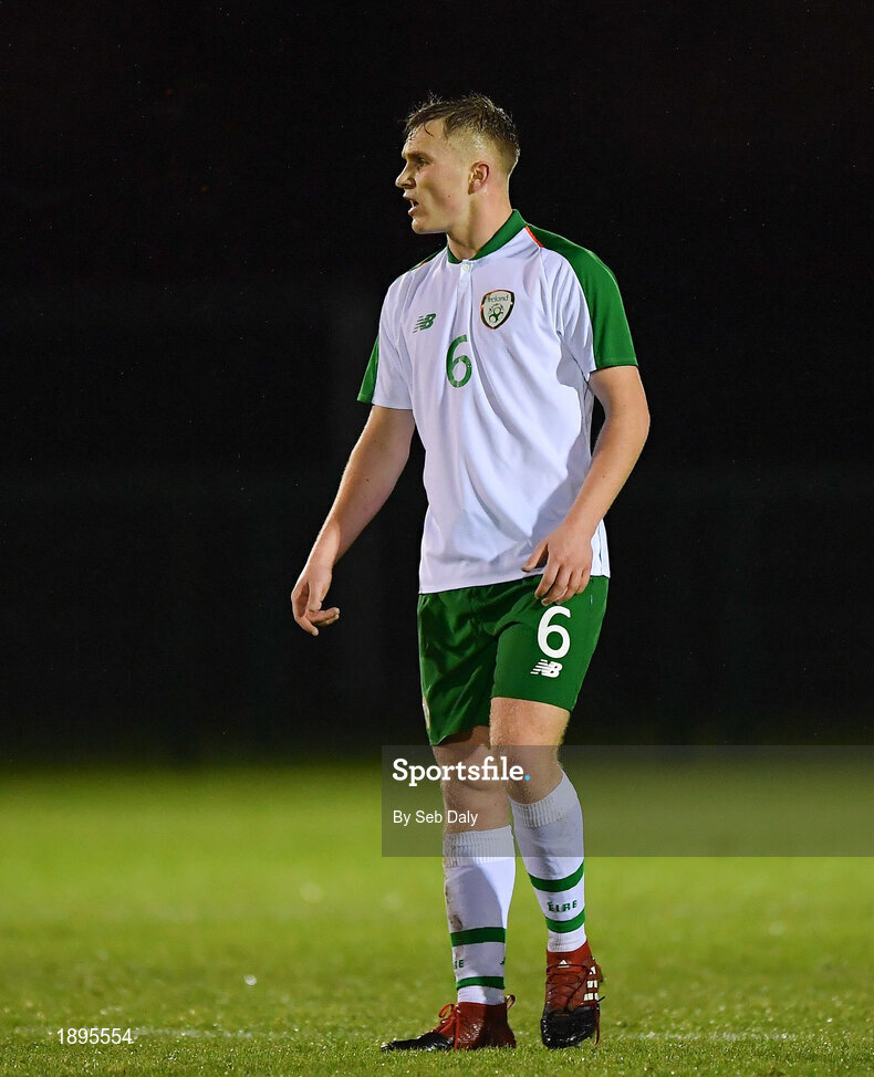 5 February 2019; Dylan Thornton of Republic of Ireland during the friendly match between Republic of Ireland U19 and Drogheda United at the FAI National Training Centre in Abbotstown, Dublin. Photo by Seb Daly/Sportsfile