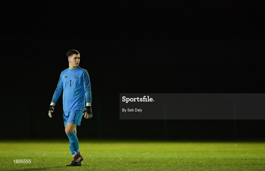 5 February 2019; Brian Maher of Republic of Ireland during the friendly match between Republic of Ireland U19 and Drogheda United at the FAI National Training Centre in Abbotstown, Dublin. Photo by Seb Daly/Sportsfile