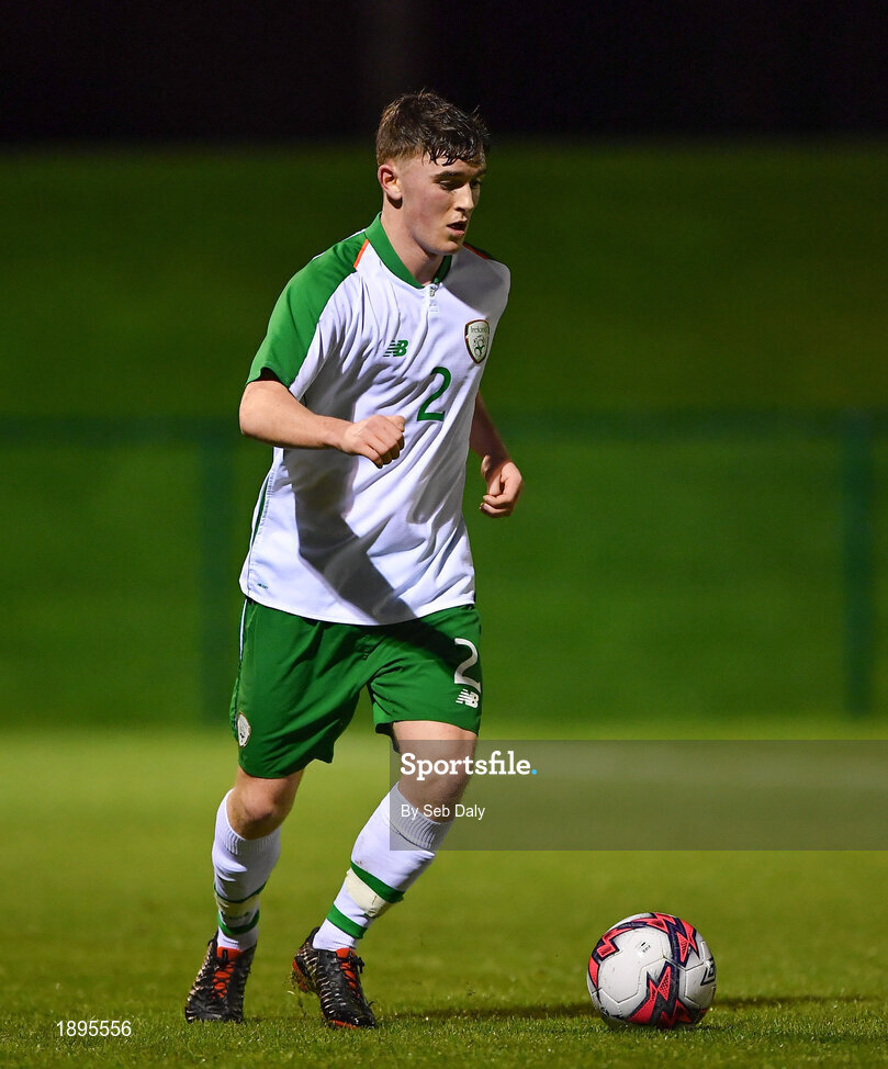 5 February 2019; Michael Gallagher of Republic of Ireland during the friendly match between Republic of Ireland U19 and Drogheda United at the FAI National Training Centre in Abbotstown, Dublin. Photo by Seb Daly/Sportsfile