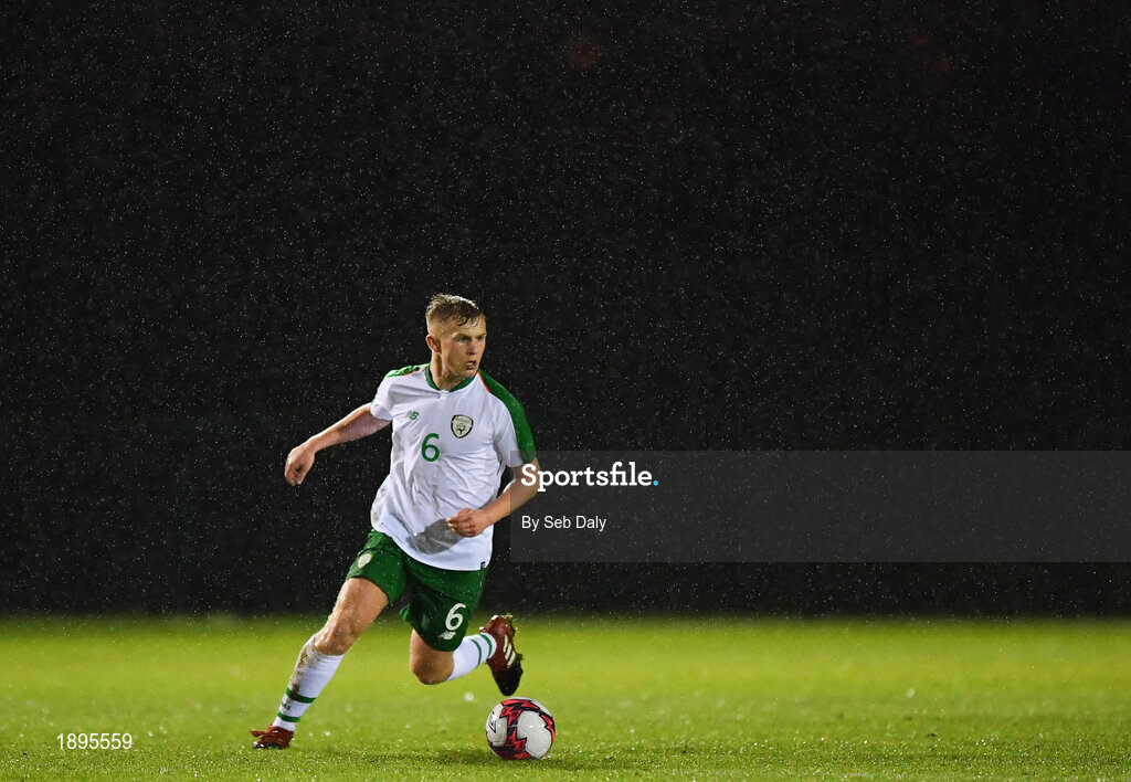 5 February 2019; Dylan Thornton of Republic of Ireland during the friendly match between Republic of Ireland U19 and Drogheda United at the FAI National Training Centre in Abbotstown, Dublin. Photo by Seb Daly/Sportsfile