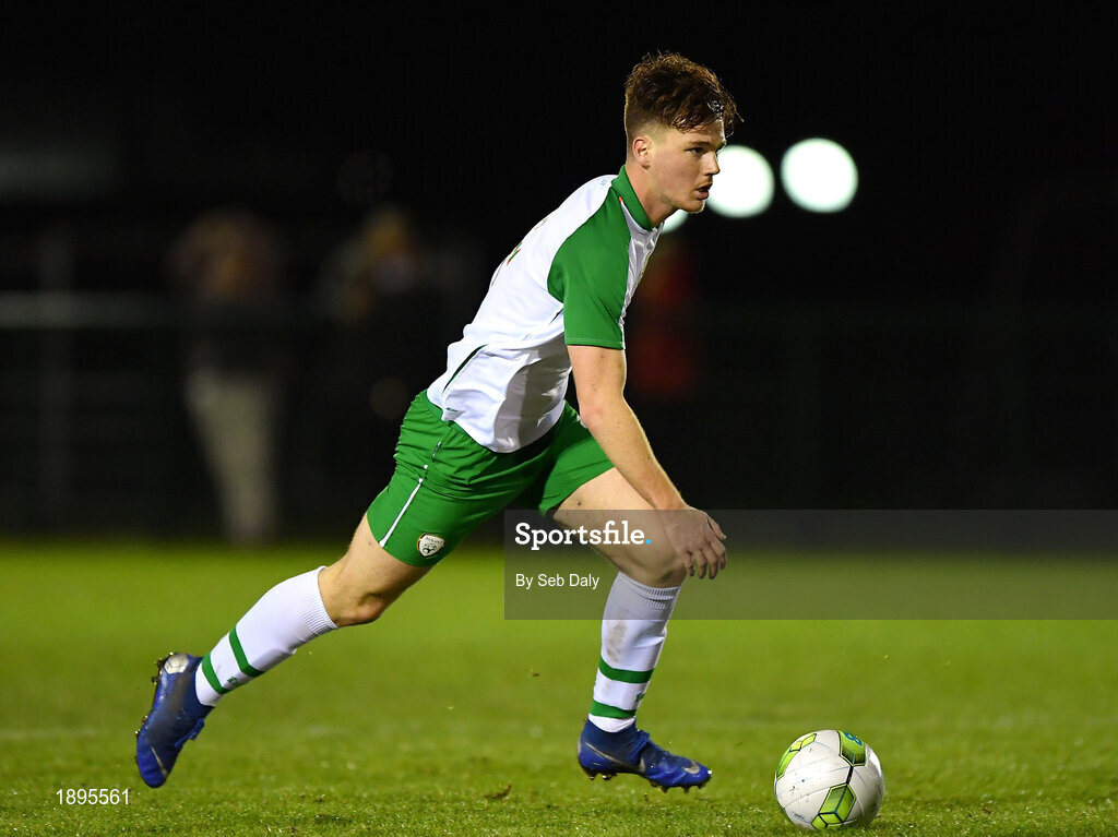 5 February 2019; Tom Gaston of Republic of Ireland during the friendly match between Republic of Ireland U19 and Drogheda United at the FAI National Training Centre in Abbotstown, Dublin. Photo by Seb Daly/Sportsfile