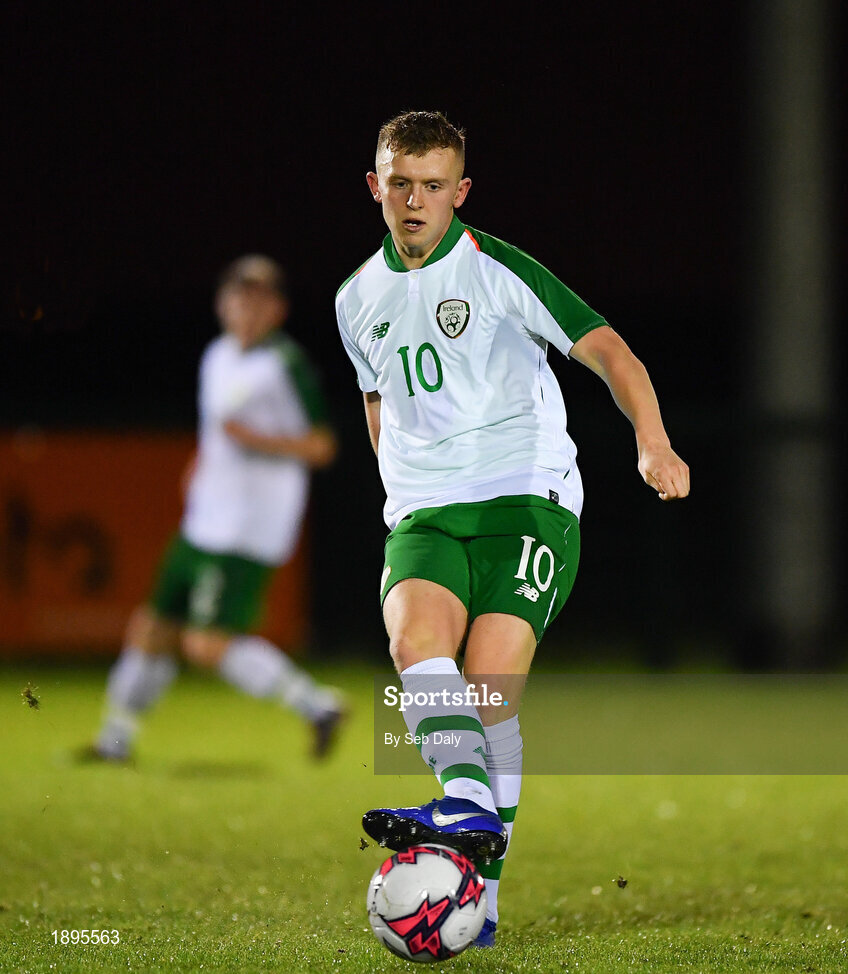 5 February 2019; Rowan Roache of Republic of Ireland during the friendly match between Republic of Ireland U19 and Drogheda United at the FAI National Training Centre in Abbotstown, Dublin. Photo by Seb Daly/Sportsfile