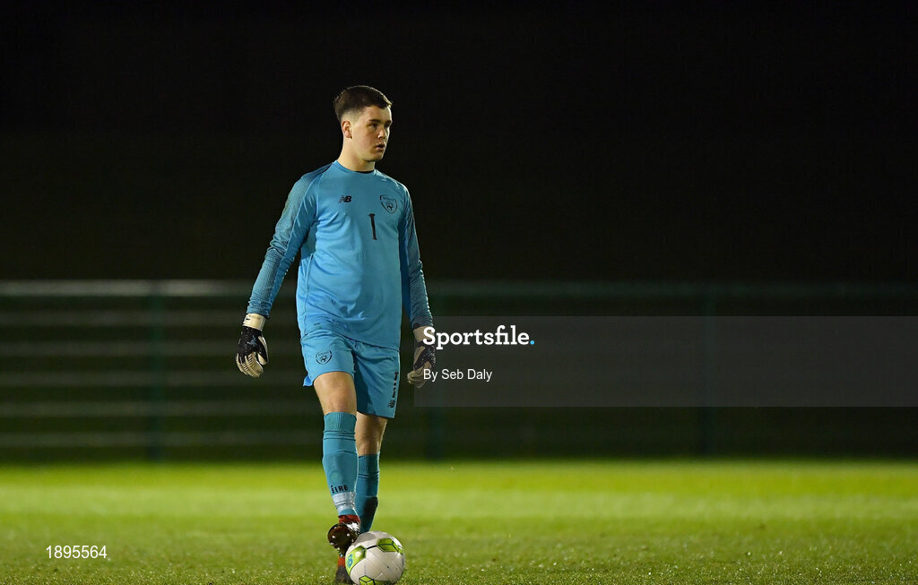 5 February 2019; Brian Maher of Republic of Ireland during the friendly match between Republic of Ireland U19 and Drogheda United at the FAI National Training Centre in Abbotstown, Dublin. Photo by Seb Daly/Sportsfile