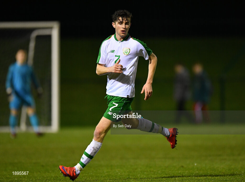 5 February 2019; Darragh Crowley of Republic of Ireland during the friendly match between Republic of Ireland U19 and Drogheda United at the FAI National Training Centre in Abbotstown, Dublin. Photo by Seb Daly/Sportsfile