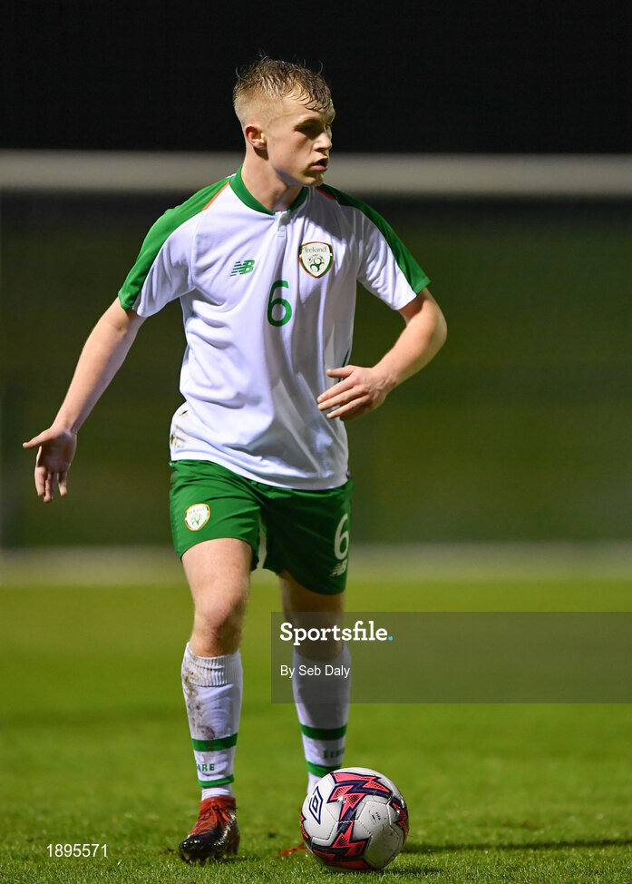 5 February 2019; Dylan Thornton of Republic of Ireland during the friendly match between Republic of Ireland U19 and Drogheda United at the FAI National Training Centre in Abbotstown, Dublin. Photo by Seb Daly/Sportsfile