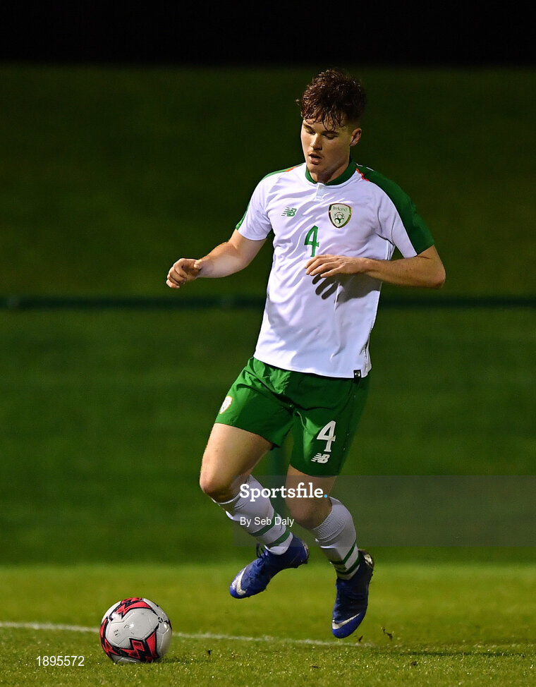 5 February 2019; Tom Gaston of Republic of Ireland during the friendly match between Republic of Ireland U19 and Drogheda United at the FAI National Training Centre in Abbotstown, Dublin. Photo by Seb Daly/Sportsfile