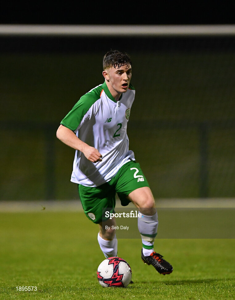 5 February 2019; Michael Gallagher of Republic of Ireland during the friendly match between Republic of Ireland U19 and Drogheda United at the FAI National Training Centre in Abbotstown, Dublin. Photo by Seb Daly/Sportsfile