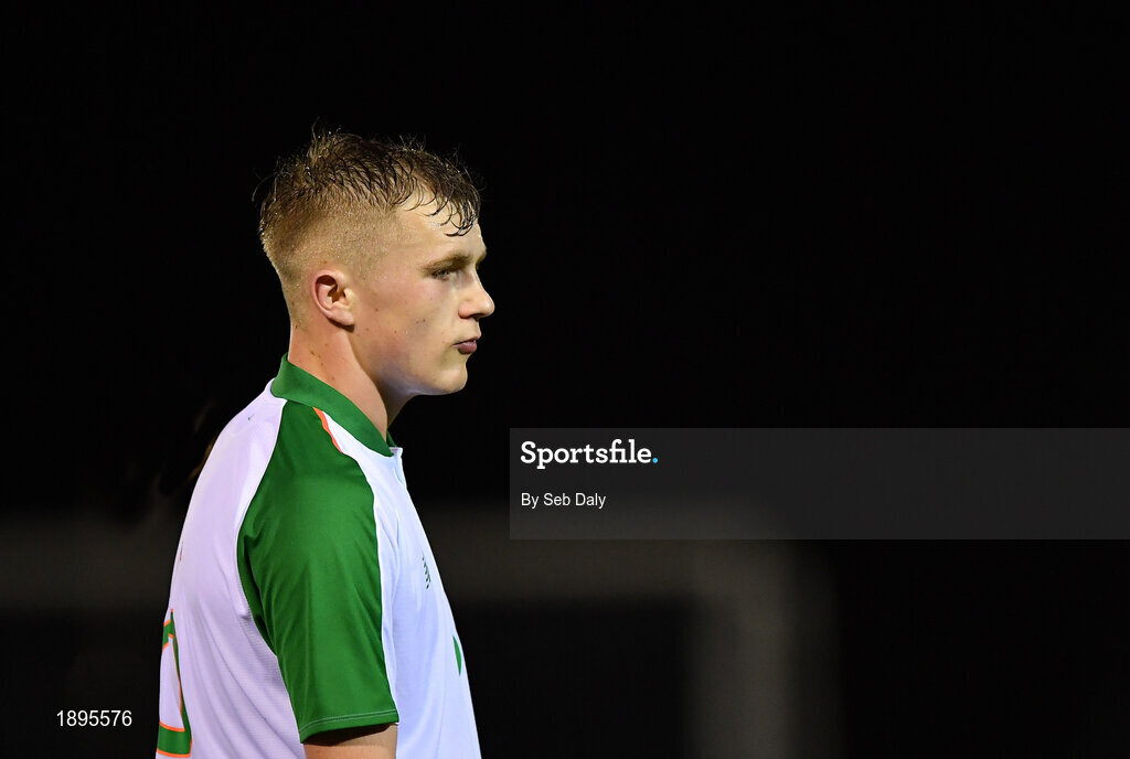 5 February 2019; Dylan Thornton of Republic of Ireland during the friendly match between Republic of Ireland U19 and Drogheda United at the FAI National Training Centre in Abbotstown, Dublin. Photo by Seb Daly/Sportsfile