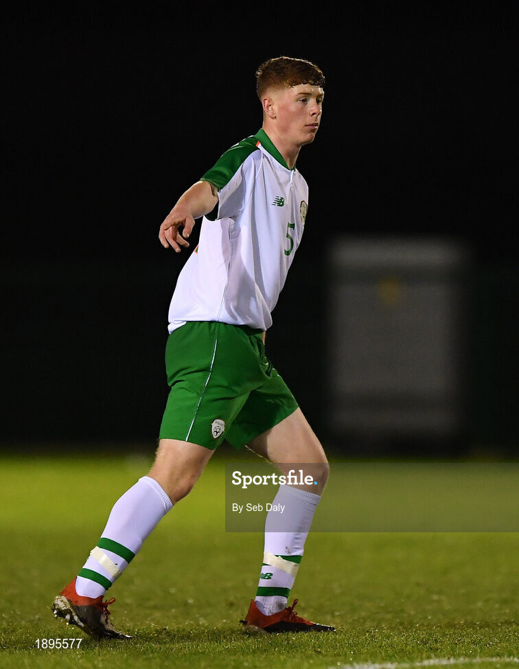 5 February 2019; Kameron Ledwidge of Republic of Ireland during the friendly match between Republic of Ireland U19 and Drogheda United at the FAI National Training Centre in Abbotstown, Dublin. Photo by Seb Daly/Sportsfile