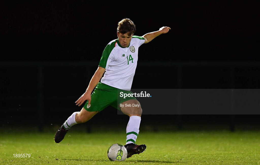 5 February 2019; Niall McGinley of Republic of Ireland during the friendly match between Republic of Ireland U19 and Drogheda United at the FAI National Training Centre in Abbotstown, Dublin. Photo by Seb Daly/Sportsfile