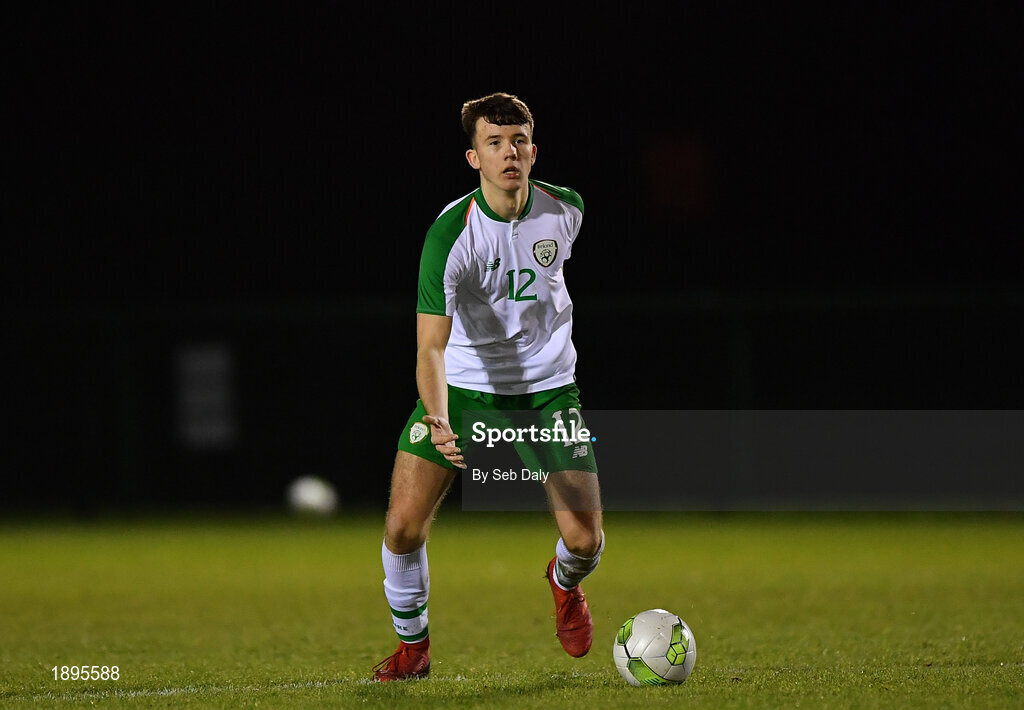 5 February 2019; Andrew Spain of Republic of Ireland during the friendly match between Republic of Ireland U19 and Drogheda United at the FAI National Training Centre in Abbotstown, Dublin. Photo by Seb Daly/Sportsfile