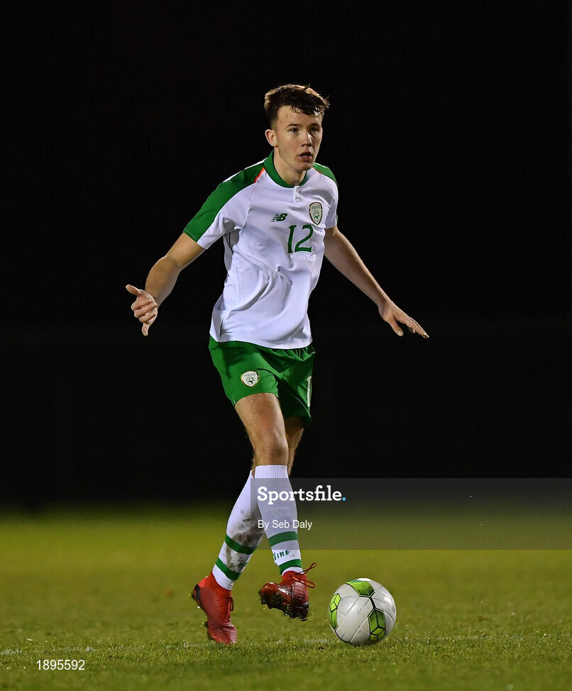 5 February 2019; Andrew Spain of Republic of Ireland during the friendly match between Republic of Ireland U19 and Drogheda United at the FAI National Training Centre in Abbotstown, Dublin. Photo by Seb Daly/Sportsfile