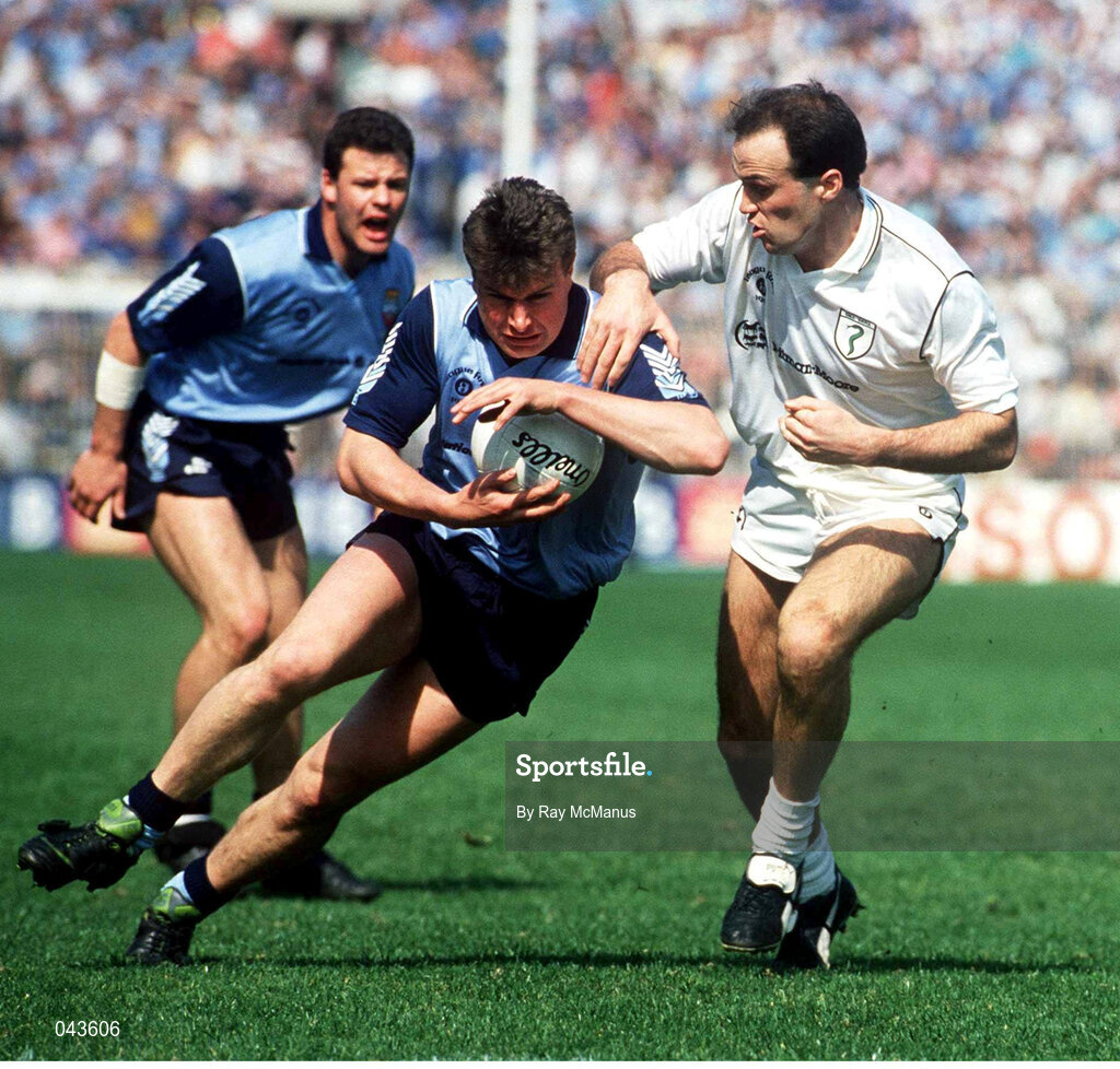 5 May 1991; Charlie Redmond of Dublin in action against Kildare during the Royal Liver National Football League Final match between Dublin and Kildare at Croke Park in Dublin. Photo by Ray McManus/Sportsfile