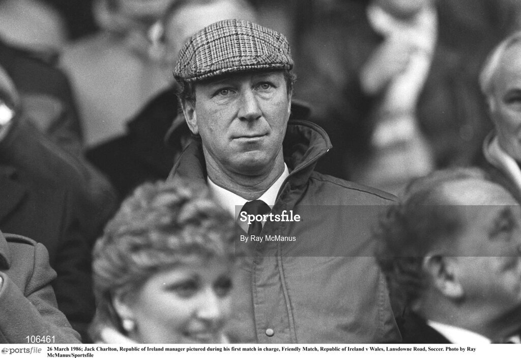 26 March 1986; Jack Charlton, Republic of Ireland manager pictured during his first match in charge, Friendly Match, Republic of Ireland v Wales, Lansdowne Road, Soccer. Photo by Ray McManus/Sportsfile