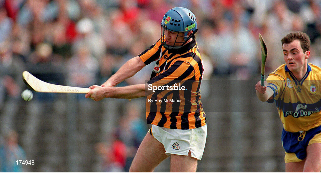 7 May 1995; Eamon Morrissey of Kilkenny in action against Anthony Daly of Clare during the Church & General National League Hurling Final between Kilkenny and Clare at Semple Stadium in Thurles, Tipperary. Photo by Ray McManus/Sportsfile
