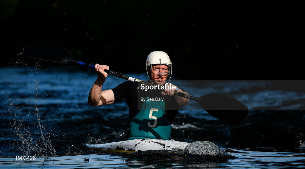 24 May 2020; Royal Canal Kayak Club member Keith Shanahan, from Glasnevin, takes part in a training session along the Royal Canal in Ashtown, Dublin, as limited sport resumes having previously suspended all activity following directives from the Irish Government in an effort to contain the spread of the Coronavirus (COVID-19) pandemic. Sports clubs in the Republic of Ireland resumed activity on May 18th under the Irish government’s Roadmap for Reopening of Society and Business following strict protocols in gatherings of four people or less with social distancing and hand sanitisation among other measures allowing it to return in a phased manner. Photo by Seb Daly/Sportsfile