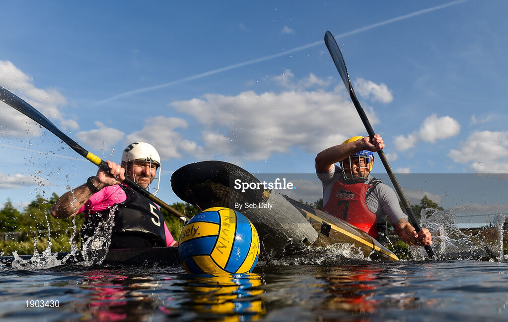 24 May 2020; Royal Canal Kayak Club members Art Fitzpatrick from Glasnevin, right, and Richie Wagstaff, from Ballyfermot, during a training session along the Royal Canal in Ashtown, Dublin, as limited sport resumes having previously suspended all activity following directives from the Irish Government in an effort to contain the spread of the Coronavirus (COVID-19) pandemic. Sports clubs in the Republic of Ireland resumed activity on May 18th under the Irish government’s Roadmap for Reopening of Society and Business following strict protocols in gatherings of four people or less with social distancing and hand sanitisation among other measures allowing it to return in a phased manner. Photo by Seb Daly/Sportsfile