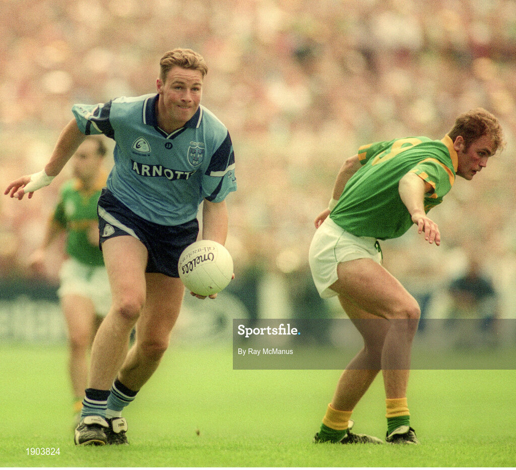 30 July 1995; Paul Bealin of Dublin in action against John McDermott of Meath during the Bank of Ireland Leinster Senior Football Championship Final match between Dublin and Meath at Croke Park in Dublin. Photo by Ray McManus/Sportsfile