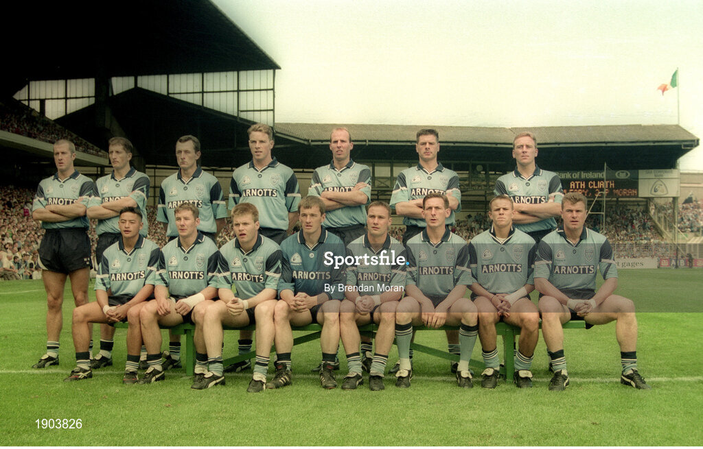 30 July 1995; The Dublin team prior to the Bank of Ireland Leinster Football Final match between Dublin and Meath at Croke Park in Dublin. Photo by Brendan Moran/Sportsfile