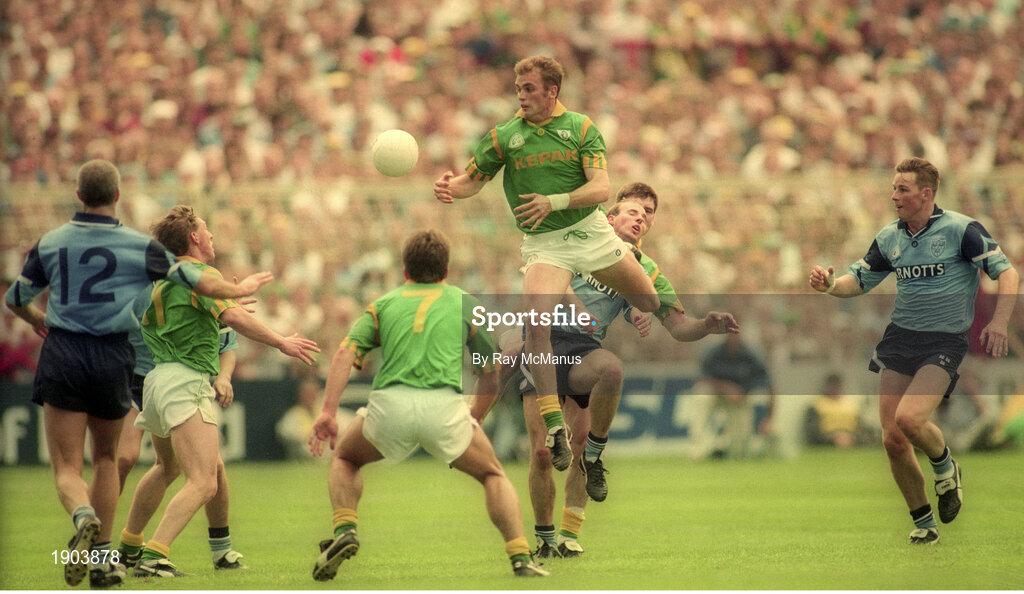 30 July 1995; John McDermott of Meath in action against Brian Stynes of Dublin during the Bank of Ireland Leinster Senior Football Championship Final match between Dublin and Meath at Croke Park in Dublin. Photo by Ray McManus/Sportsfile