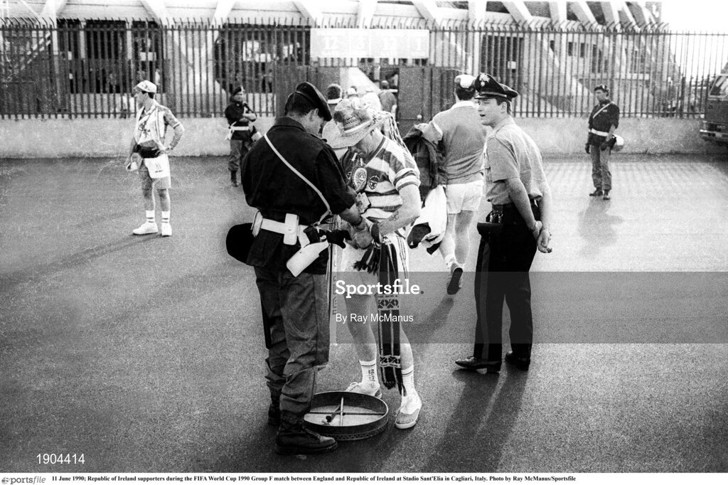 11 June 1990; Republic of Ireland supporters during the FIFA World Cup 1990 Group F match between England and Republic of Ireland at Stadio Sant'Elia in Cagliari, Italy. Photo by Ray McManus/Sportsfile