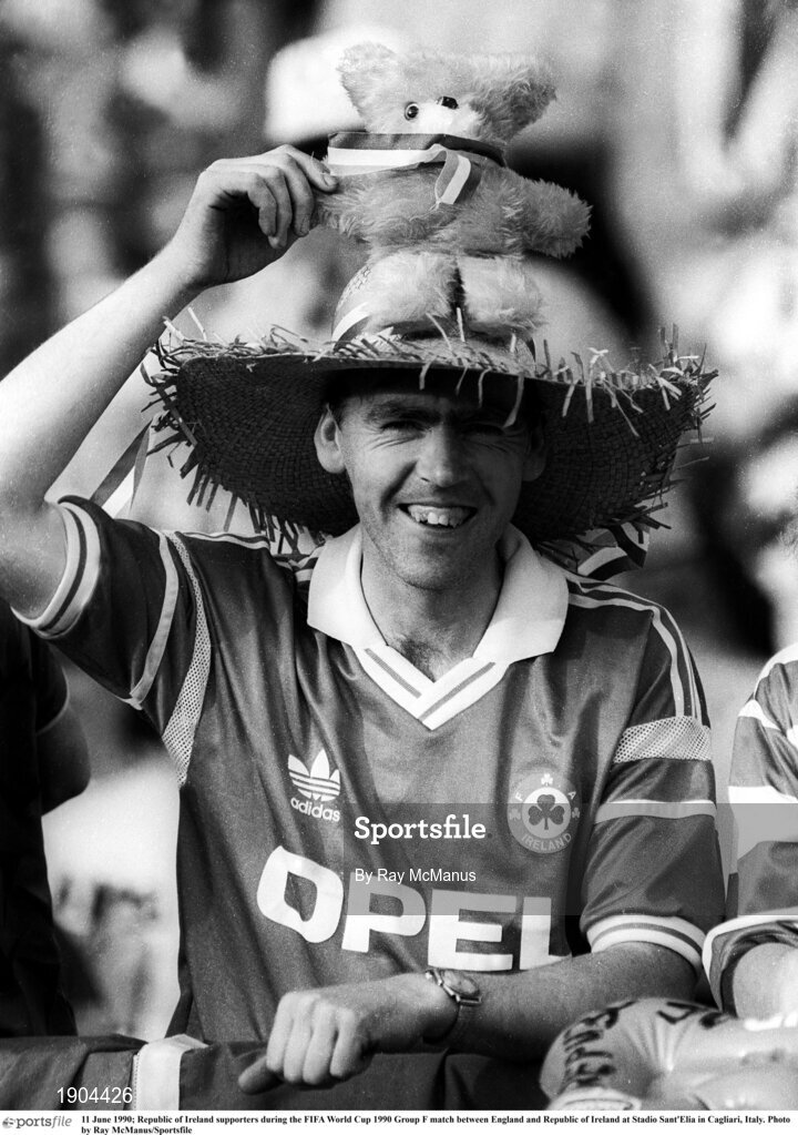 11 June 1990; Republic of Ireland supporters during the FIFA World Cup 1990 Group F match between England and Republic of Ireland at Stadio Sant'Elia in Cagliari, Italy. Photo by Ray McManus/Sportsfile