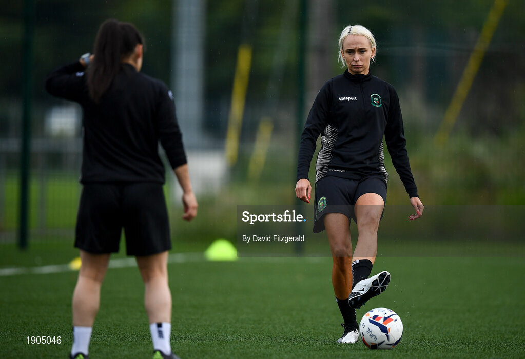 19 June 2020; Stephanie Roche, right, and Naima Chemaou during a Peamount United squad training session in Greenogue in Newcastle, Dublin. Following approval from the Football Association of Ireland and the Irish Government, a number of national league teams have been allowed to resume collective training. On March 12, the FAI announced the cessation of all football under their jurisdiction upon directives from the Irish Government, the Department of Health and UEFA, in an effort to contain the spread of the Coronavirus (COVID-19) pandemic. Photo by David Fitzgerald/Sportsfile