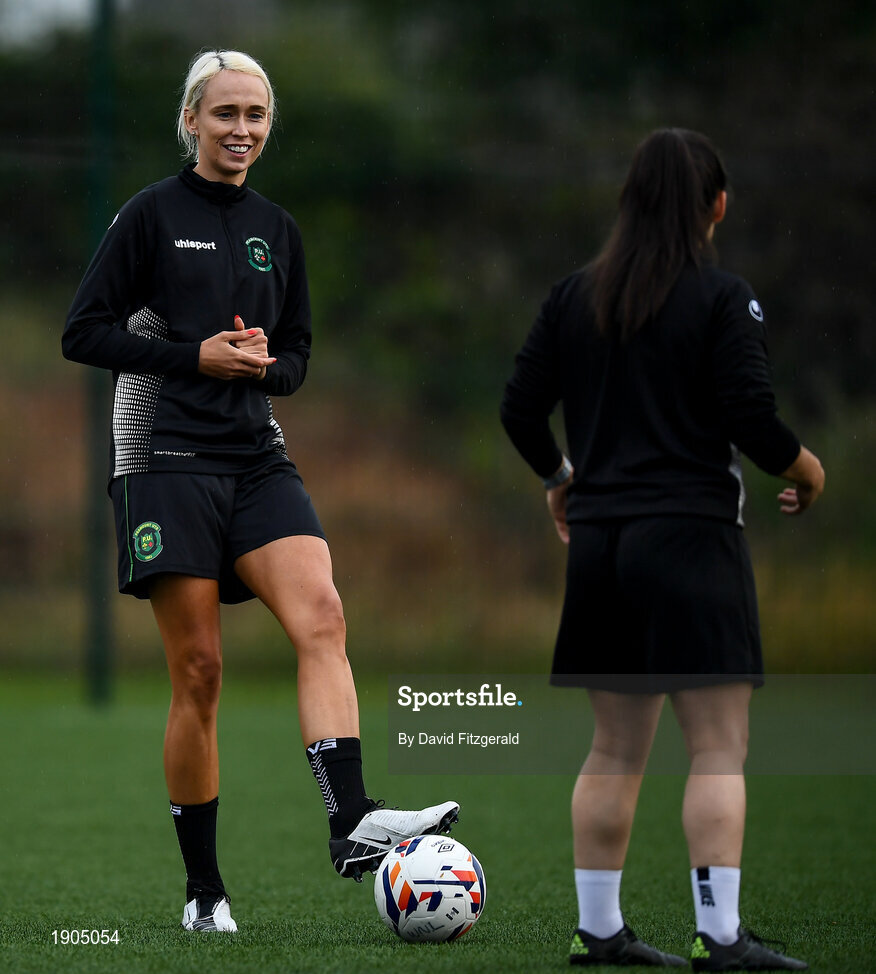 19 June 2020; Stephanie Roche, left, and Naima Chemaou during a Peamount United squad training session in Greenogue in Newcastle, Dublin. Following approval from the Football Association of Ireland and the Irish Government, a number of national league teams have been allowed to resume collective training. On March 12, the FAI announced the cessation of all football under their jurisdiction upon directives from the Irish Government, the Department of Health and UEFA, in an effort to contain the spread of the Coronavirus (COVID-19) pandemic. Photo by David Fitzgerald/Sportsfile