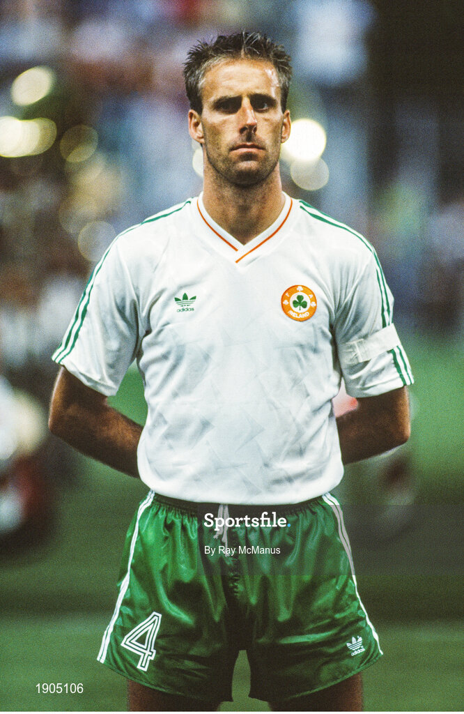 21 June 1990; Republic of Ireland captain Mick McCarthy ahead of the FIFA World Cup 1990 Group F match between Republic of Ireland and Netherlands at Stadio La Favorita in Palermo, Italy. Photo by Ray McManus/Sportsfile