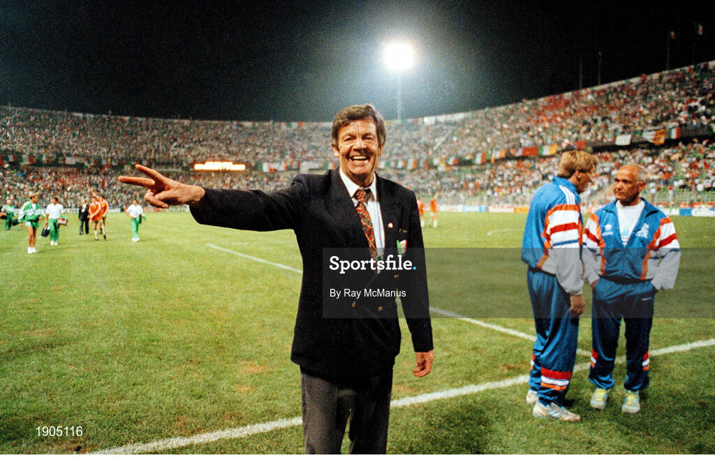 21 June 1990; FAI President Fran Fields after the FIFA World Cup 1990 Group F match between Republic of Ireland and Netherlands at Stadio La Favorita in Palermo, Italy. Photo by Ray McManus/Sportsfile