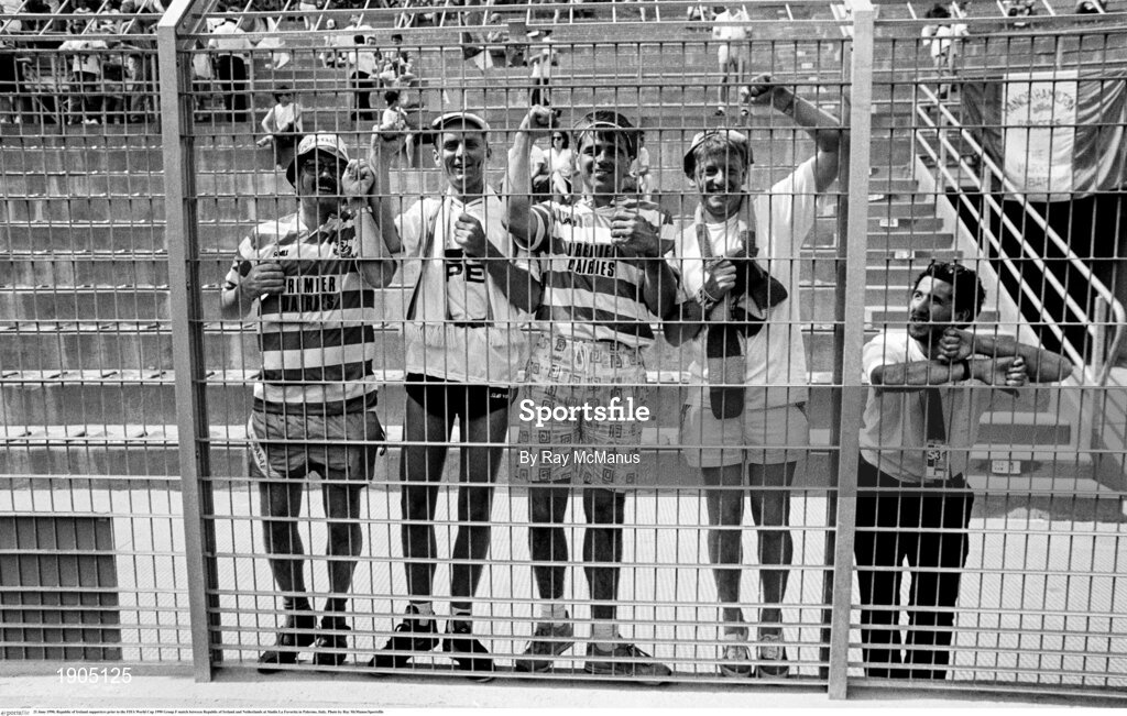 21 June 1990; Republic of Ireland supporters prior to the FIFA World Cup 1990 Group F match between Republic of Ireland and Netherlands at Stadio La Favorita in Palermo, Italy. Photo by Ray McManus/Sportsfile