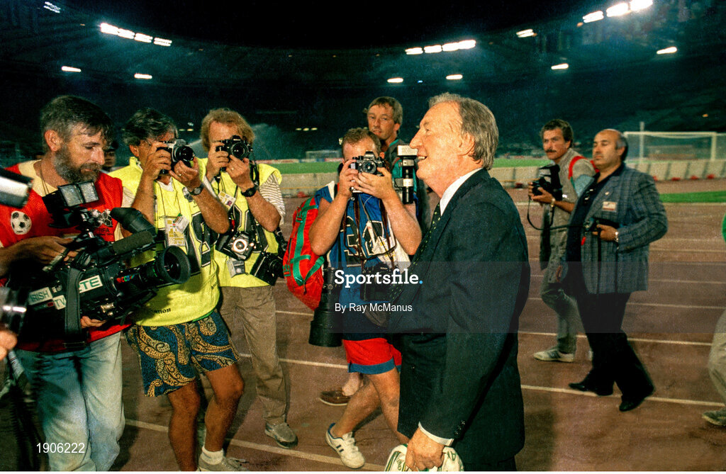 30 June 1990; An Taoiseach Charlie Haughey, T.D, after the FIFA World Cup 1990 Quarter-Final match between Italy and Republic of Ireland at the Stadio Olimpico in Rome, Italy. Photo by Ray McManus/Sportsfile