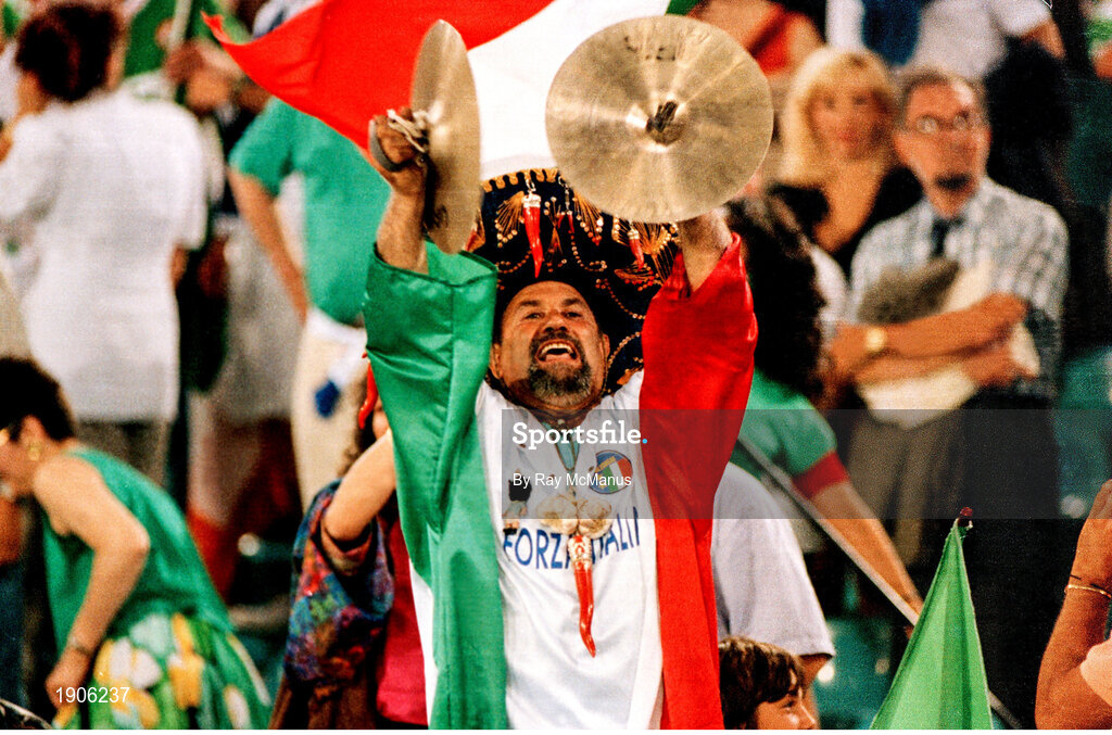 30 June 1990; An Italy supporter during the FIFA World Cup 1990 Quarter-Final match between Italy and Republic of Ireland at the Stadio Olimpico in Rome, Italy. Photo by Ray McManus/Sportsfile