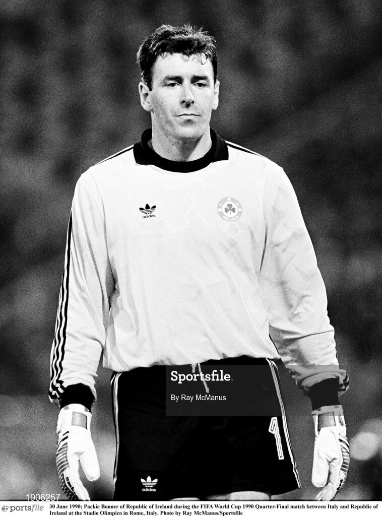 30 June 1990; Packie Bonner of Republic of Ireland during the FIFA World Cup 1990 Quarter-Final match between Italy and Republic of Ireland at the Stadio Olimpico in Rome, Italy. Photo by Ray McManus/Sportsfile