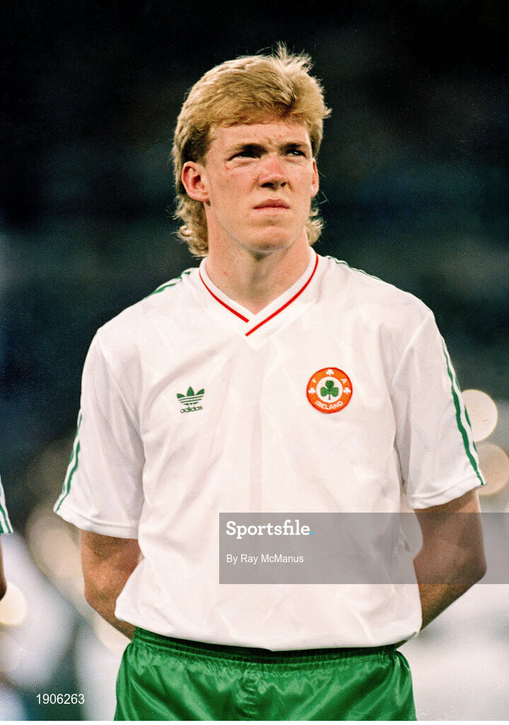 30 June 1990; Steve Staunton of Republic of Ireland prior to the FIFA World Cup 1990 Quarter-Final match between Italy and Republic of Ireland at the Stadio Olimpico in Rome, Italy. Photo by Ray McManus/Sportsfile