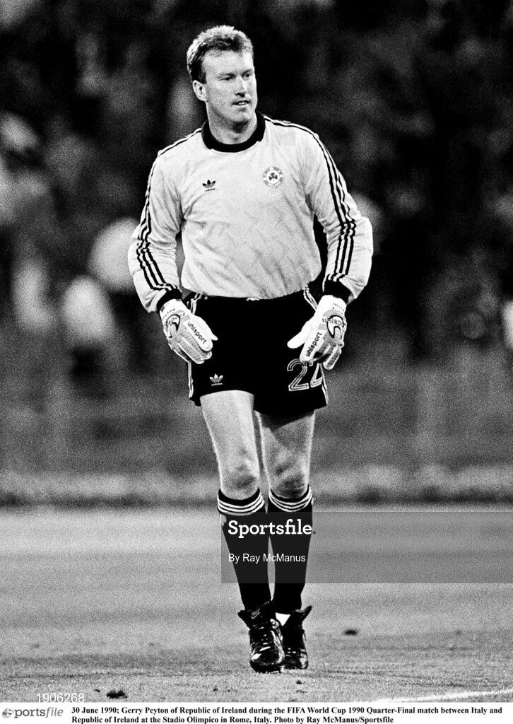 30 June 1990; Gerry Peyton of Republic of Ireland during the FIFA World Cup 1990 Quarter-Final match between Italy and Republic of Ireland at the Stadio Olimpico in Rome, Italy. Photo by Ray McManus/Sportsfile