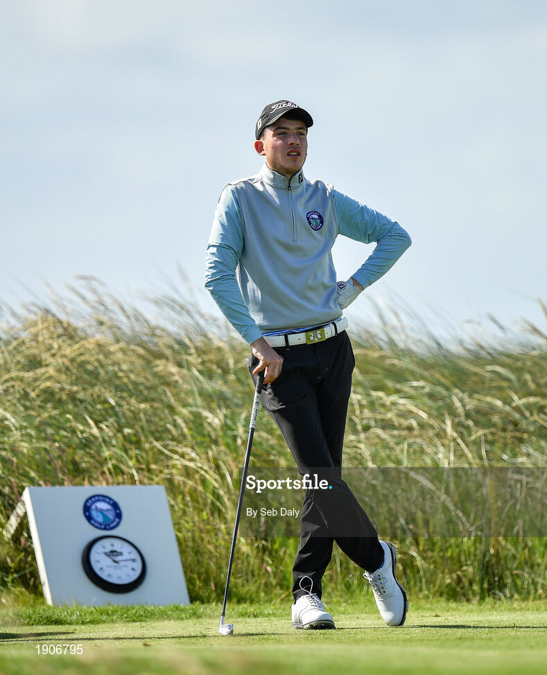 6 July 2020; Dylan Keating stands on the first prior to teeing off during the Flogas Irish Scratch Series at the Seapoint Golf Club in Termonfeckin, Louth. Photo by Seb Daly/Sportsfile