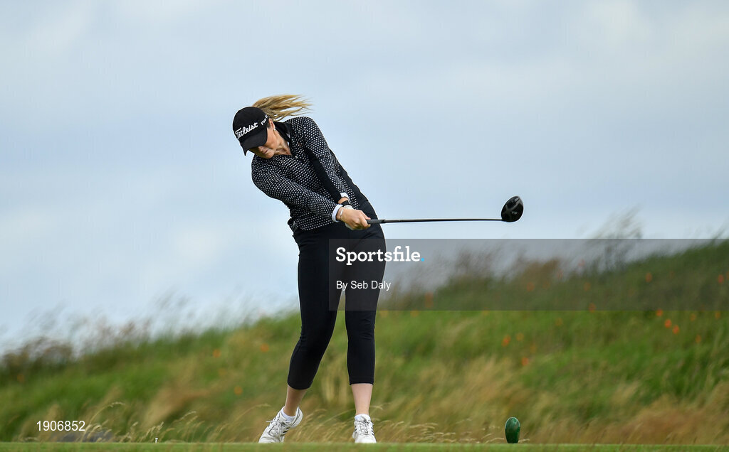 6 July 2020; Olivia Mehaffey plays her tee shot on the 11th during the Flogas Irish Scratch Series at the Seapoint Golf Club in Termonfeckin, Louth. Photo by Seb Daly/Sportsfile