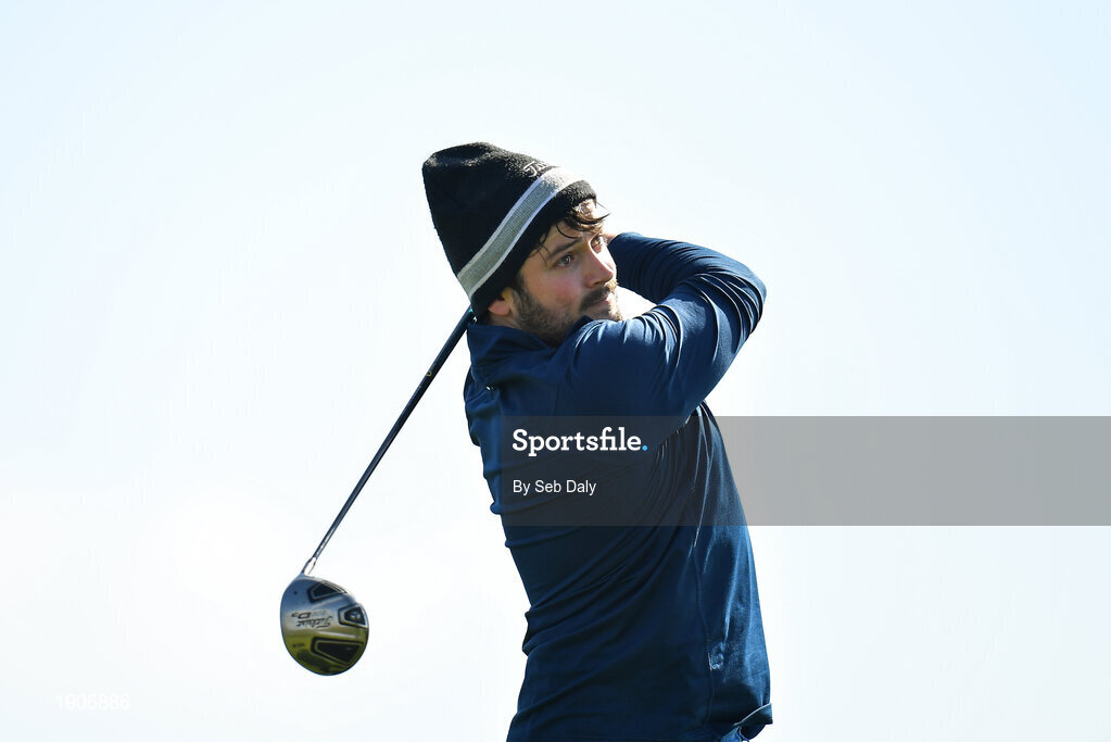 6 July 2020; Conor Nolan watches his tee shot on the 10th during the Flogas Irish Scratch Series at the Seapoint Golf Club in Termonfeckin, Louth. Photo by Seb Daly/Sportsfile