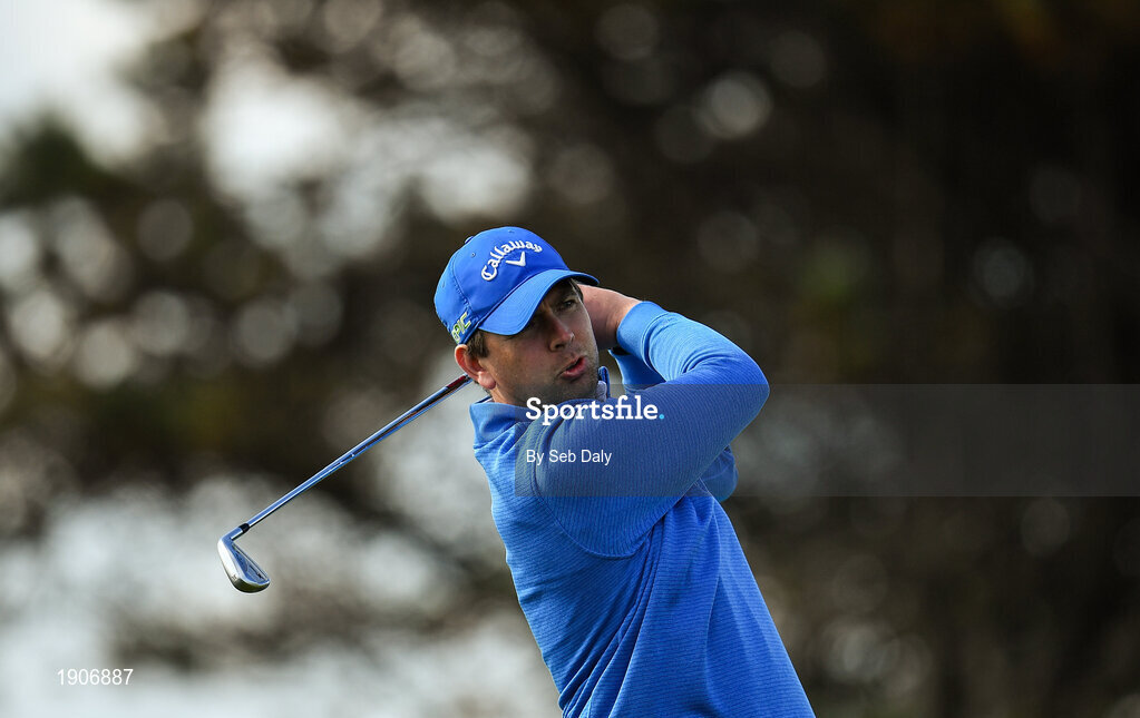 6 July 2020; Donal Murphy watches his tee shot on the first during the Flogas Irish Scratch Series at the Seapoint Golf Club in Termonfeckin, Louth. Photo by Seb Daly/Sportsfile