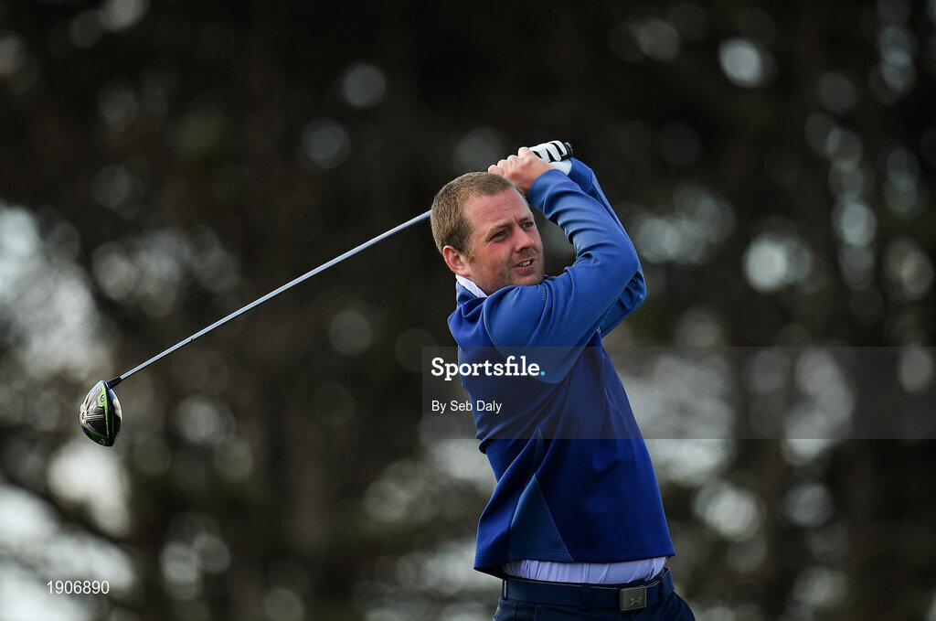 6 July 2020; Brendan Murphy watches his tee shot on the first during the Flogas Irish Scratch Series at the Seapoint Golf Club in Termonfeckin, Louth. Photo by Seb Daly/Sportsfile