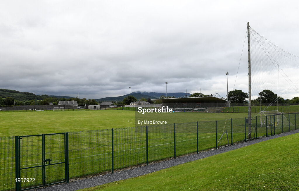 17 July 2020;  Baltinglass GAA Club before the Wicklow County Senior Football Championship Round 1 match between Tinahely and Kiltegan at Baltinglass GAA Club in Baltinglass, Wicklow. Competitive GAA matches have been approved to return following the guidelines of Phase 3 of the Irish Government’s Roadmap for Reopening of Society and Business and protocols set down by the GAA governing authorities. With games having been suspended since March, competitive games can take place with updated protocols including a limit of 200 individuals at any one outdoor event, including players, officials and a limited number of spectators, with social distancing, hand sanitisation and face masks being worn by those in attendance among other measures in an effort to contain the spread of the Coronavirus (COVID-19) pandemic. Photo by Matt Browne/Sportsfile
