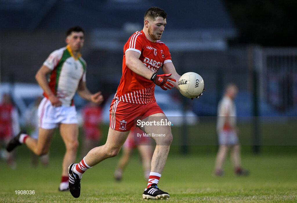 17 July 2020; Alan Dillon of Tinahely during the Wicklow County Senior Football Championship Round 1 match between Tinahely and Kiltegan at Baltinglass GAA Club in Baltinglass, Wicklow. Competitive GAA matches have been approved to return following the guidelines of Phase 3 of the Irish Government’s Roadmap for Reopening of Society and Business and protocols set down by the GAA governing authorities. With games having been suspended since March, competitive games can take place with updated protocols including a limit of 200 individuals at any one outdoor event, including players, officials and a limited number of spectators, with social distancing, hand sanitisation and face masks being worn by those in attendance among other measures in an effort to contain the spread of the Coronavirus (COVID-19) pandemic. Photo by Matt Browne/Sportsfile
