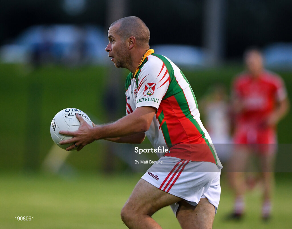 17 July 2020; Mike Foley of Kiltegan during the Wicklow County Senior Football Championship Round 1 match between Tinahely and Kiltegan at Baltinglass GAA Club in Baltinglass, Wicklow. Competitive GAA matches have been approved to return following the guidelines of Phase 3 of the Irish Government’s Roadmap for Reopening of Society and Business and protocols set down by the GAA governing authorities. With games having been suspended since March, competitive games can take place with updated protocols including a limit of 200 individuals at any one outdoor event, including players, officials and a limited number of spectators, with social distancing, hand sanitisation and face masks being worn by those in attendance among other measures in an effort to contain the spread of the Coronavirus (COVID-19) pandemic. Photo by Matt Browne/Sportsfile