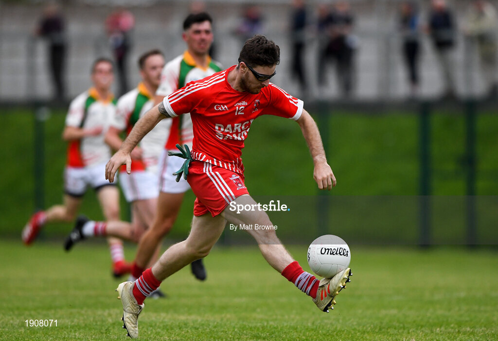 17 July 2020; William Quaile of Tinahely during the Wicklow County Senior Football Championship Round 1 match between Tinahely and Kiltegan at Baltinglass GAA Club in Baltinglass, Wicklow. Competitive GAA matches have been approved to return following the guidelines of Phase 3 of the Irish Government’s Roadmap for Reopening of Society and Business and protocols set down by the GAA governing authorities. With games having been suspended since March, competitive games can take place with updated protocols including a limit of 200 individuals at any one outdoor event, including players, officials and a limited number of spectators, with social distancing, hand sanitisation and face masks being worn by those in attendance among other measures in an effort to contain the spread of the Coronavirus (COVID-19) pandemic. Photo by Matt Browne/Sportsfile