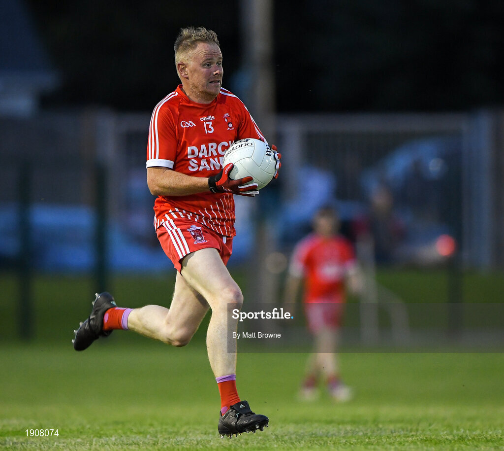 17 July 2020; Tony D'Arcy of Tinahely during the Wicklow County Senior Football Championship Round 1 match between Tinahely and Kiltegan at Baltinglass GAA Club in Baltinglass, Wicklow. Competitive GAA matches have been approved to return following the guidelines of Phase 3 of the Irish Government’s Roadmap for Reopening of Society and Business and protocols set down by the GAA governing authorities. With games having been suspended since March, competitive games can take place with updated protocols including a limit of 200 individuals at any one outdoor event, including players, officials and a limited number of spectators, with social distancing, hand sanitisation and face masks being worn by those in attendance among other measures in an effort to contain the spread of the Coronavirus (COVID-19) pandemic. Photo by Matt Browne/Sportsfile