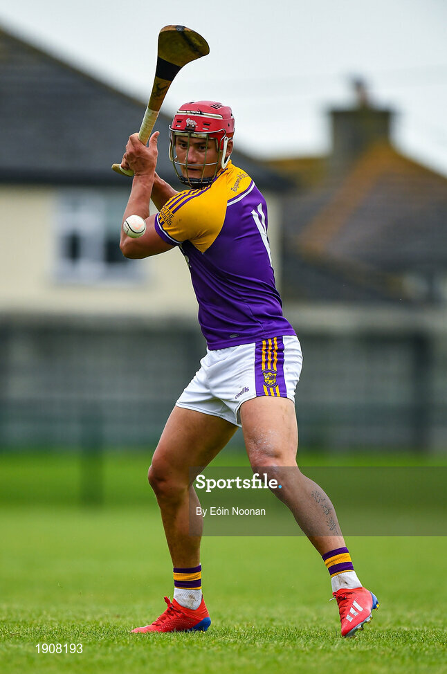 18 July 2020; Lee Chin of Faythe Harriers during the Wexford County Senior Hurling Championship Group B Round 1 match between Ferns St Aidan's and Faythe Harriers at Bellefield in Enniscorthy, Wexford. Competitive GAA matches have been approved to return following the guidelines of Phase 3 of the Irish Government’s Roadmap for Reopening of Society and Business and protocols set down by the GAA governing authorities. With games having been suspended since March, competitive games can take place with updated protocols including a limit of 200 individuals at any one outdoor event, including players, officials and a limited number of spectators, with social distancing, hand sanitisation and face masks being worn by those in attendance among other measures in an effort to contain the spread of the Coronavirus (COVID-19) pandemic. Photo by Eóin Noonan/Sportsfile