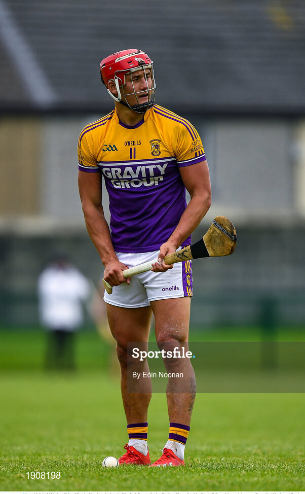 18 July 2020; Lee Chin of Faythe Harriers during the Wexford County Senior Hurling Championship Group B Round 1 match between Ferns St Aidan's and Faythe Harriers at Bellefield in Enniscorthy, Wexford. Competitive GAA matches have been approved to return following the guidelines of Phase 3 of the Irish Government’s Roadmap for Reopening of Society and Business and protocols set down by the GAA governing authorities. With games having been suspended since March, competitive games can take place with updated protocols including a limit of 200 individuals at any one outdoor event, including players, officials and a limited number of spectators, with social distancing, hand sanitisation and face masks being worn by those in attendance among other measures in an effort to contain the spread of the Coronavirus (COVID-19) pandemic. Photo by Eóin Noonan/Sportsfile