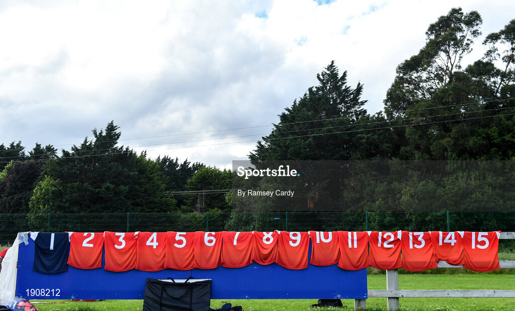 18 July 2020; The Cuala team jerseys sit on a fence ahead of the Dublin County Senior Hurling Championship Group 4 Round 1 match between Cuala and Thomas Davis at Bray Emmets GAA club in Bray, Wicklow. Competitive GAA matches have been approved to return following the guidelines of Phase 3 of the Irish Government’s Roadmap for Reopening of Society and Business and protocols set down by the GAA governing authorities. With games having been suspended since March, competitive games can take place with updated protocols including a limit of 200 individuals at any one outdoor event, including players, officials and a limited number of spectators, with social distancing, hand sanitisation and face masks being worn by those in attendance among other measures in an effort to contain the spread of the Coronavirus (COVID-19) pandemic. Photo by Ramsey Cardy/Sportsfile