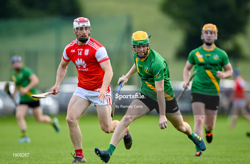 18 July 2020; Sean Kennedy of Thomas Davis in action against Con O'Callaghan of Cuala during the Dublin County Senior Hurling Championship Group 4 Round 1 match between Cuala and Thomas Davis at Bray Emmets GAA club in Bray, Wicklow. Competitive GAA matches have been approved to return following the guidelines of Phase 3 of the Irish Government’s Roadmap for Reopening of Society and Business and protocols set down by the GAA governing authorities. With games having been suspended since March, competitive games can take place with updated protocols including a limit of 200 individuals at any one outdoor event, including players, officials and a limited number of spectators, with social distancing, hand sanitisation and face masks being worn by those in attendance among other measures in an effort to contain the spread of the Coronavirus (COVID-19) pandemic. Photo by Ramsey Cardy/Sportsfile